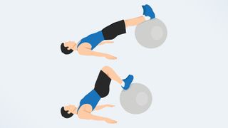 a photo of a man doing a swiss ball hamstring curl