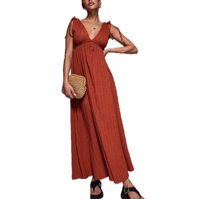 ASOS , Textured Deep V Trapeze Midi Dress