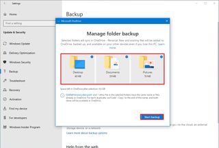 Mange folder backup on OneDrive