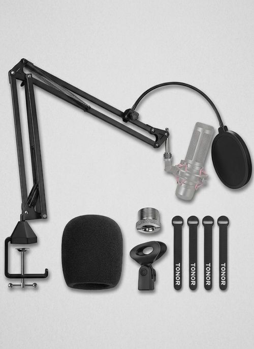 Microphone Boom Arm | Adjustable Suspension | 3/8-inch to 5/8-inch | Pop Filter