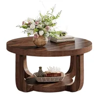Tribesigns Round Coffee Table, dark walnut