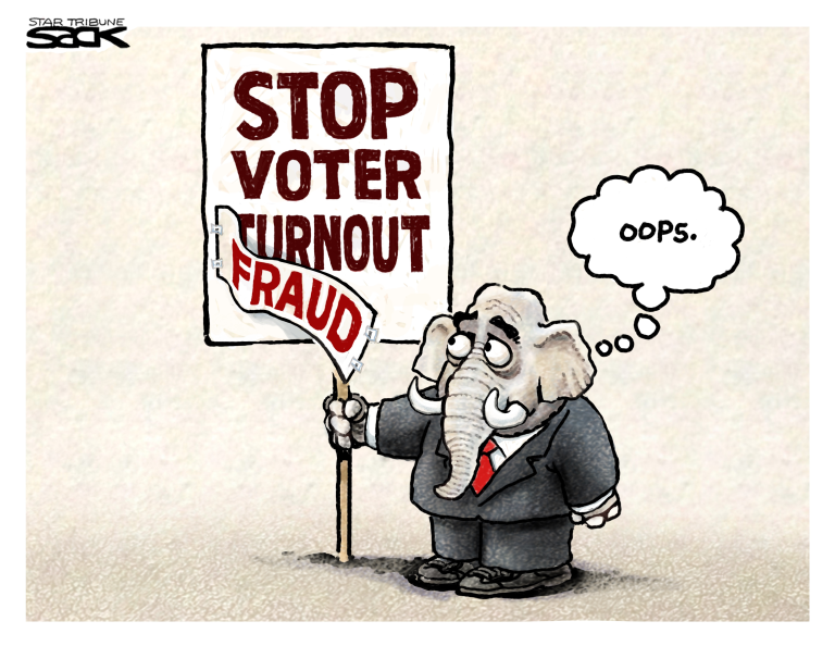 Political Cartoon U.S. gop voter suppression