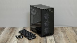 MSI Aegis RS2 review unit on floor, powered down