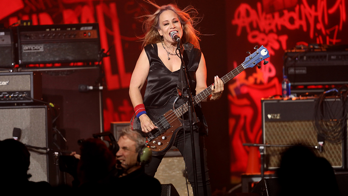 Jennifer Finch of music group L7 performs onstage at The Art Of Elysium Presents WE ARE HEAR'S HEAVEN 2020 at Hollywood Palladium on January 04, 2020 in Los Angeles, California. 