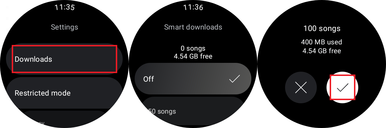 Smart downloads on the YouTube Music Wear OS app