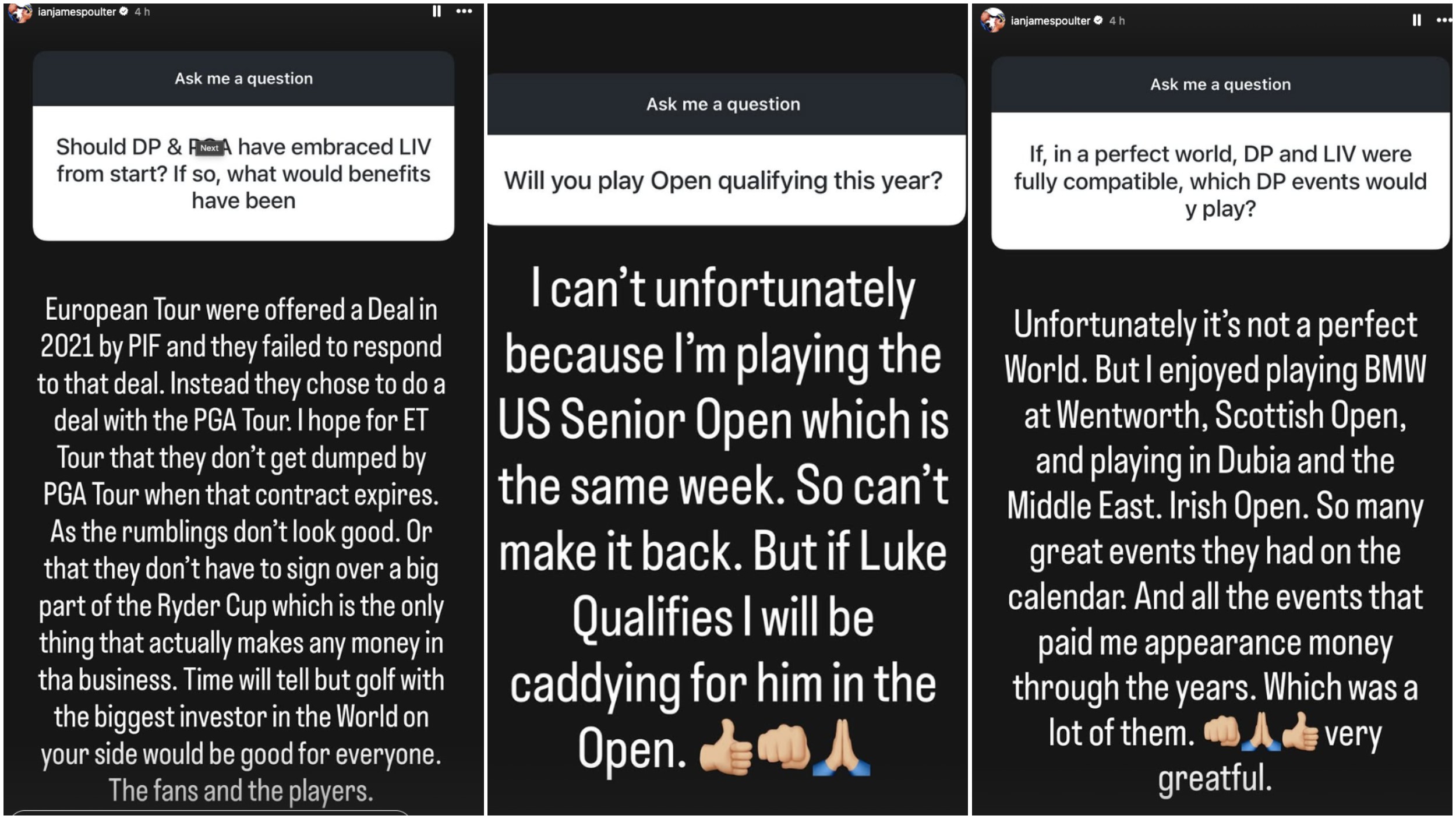 Ian Poulter holds a Q&amp;amp;A on Instagram