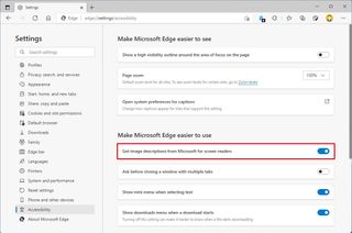 Microsoft Edge auto image description option