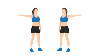 Illustrated view of woman doing a lateral raise one arm at a time