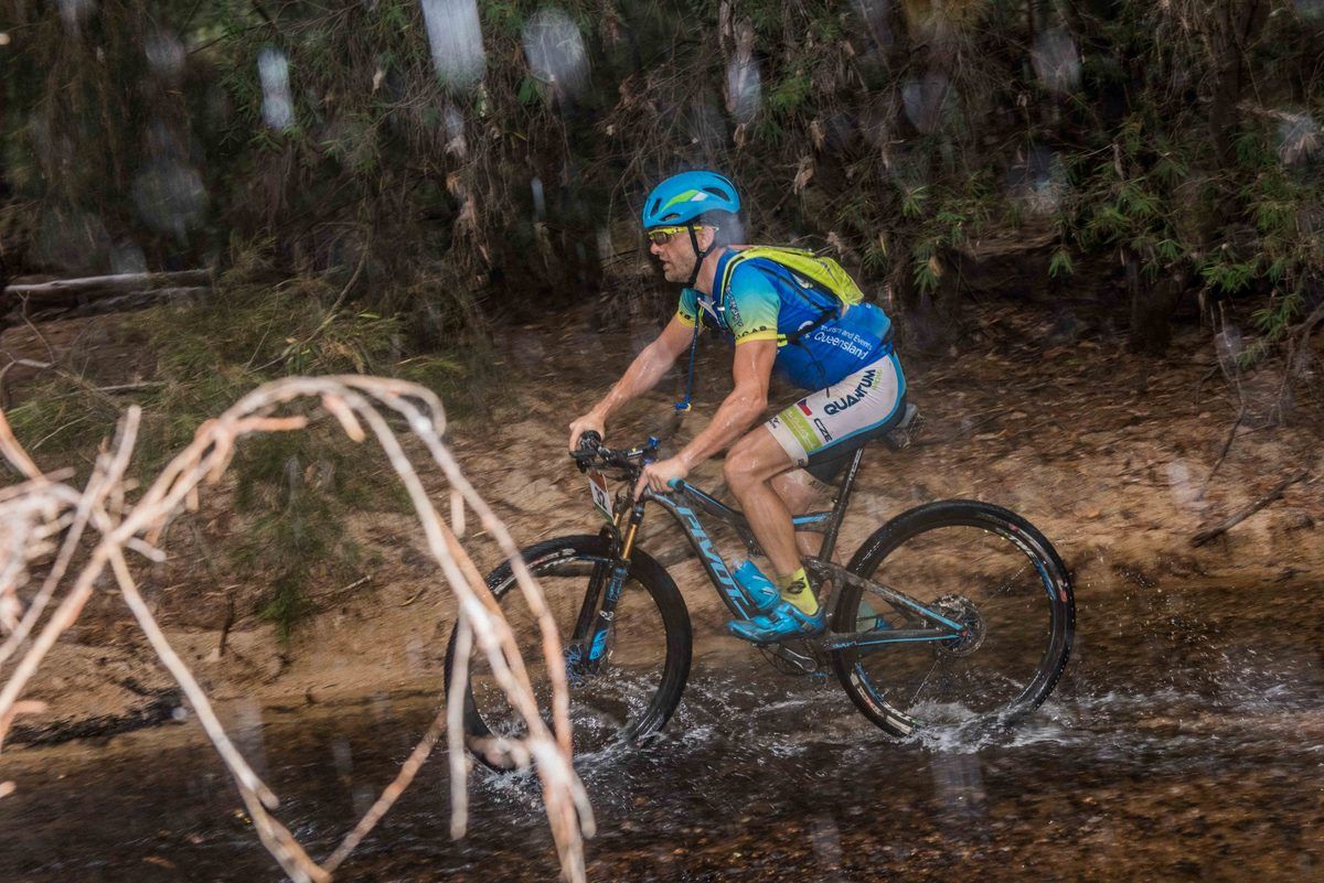 Ondrej Slezak riding through the rain