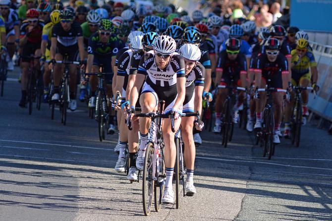 Team Giant-Shimano on the front of the bunch