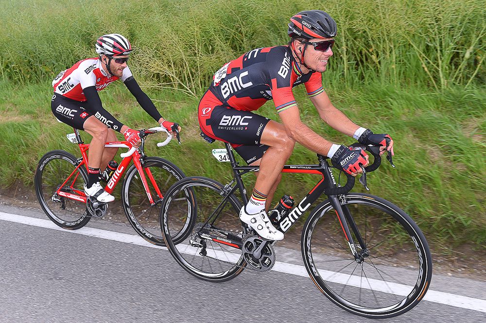 Philippe Gilbert and Danilo Wyss during stage 4 at the Tour de Suisse