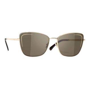 Pair of brown cat eye Chanel sunglasses