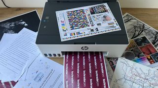 Testing out the HP Smart 210 printer in a home office