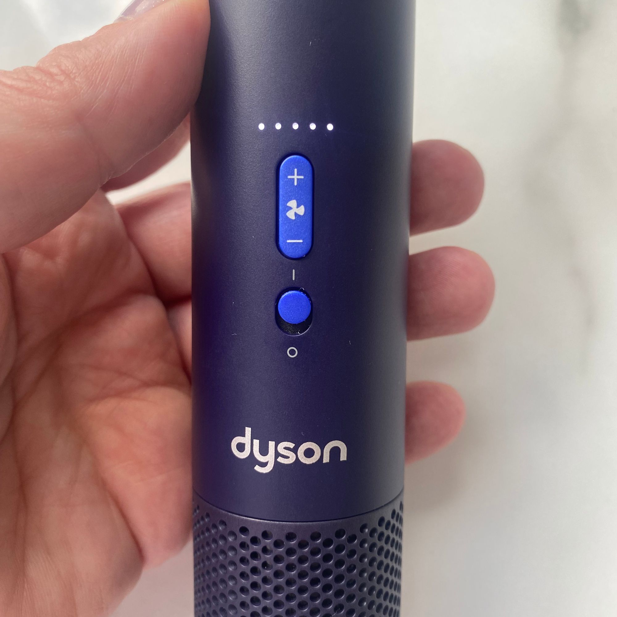 Close up of the controls of the Dyson HushJet Mini Cool fan