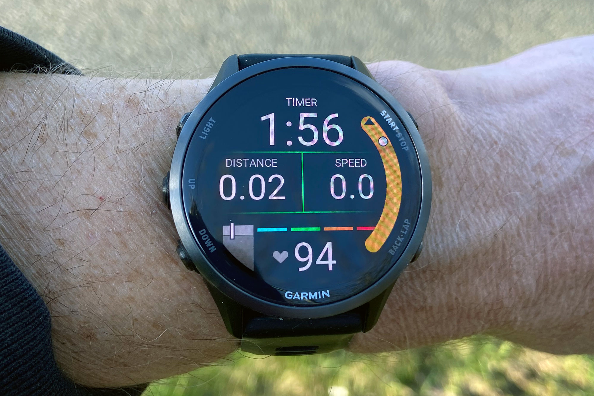 Garmin Forerunner 970, showing radar readout on right-hand side of the display