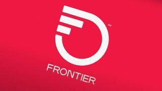 The Frontier Logo in white set against a red background