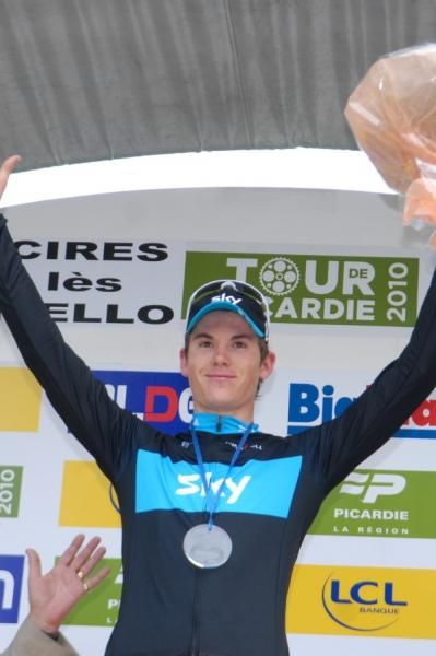 Ben Swift (Team Sky) on the podium after winning stage 2 of the Tour of Picardie