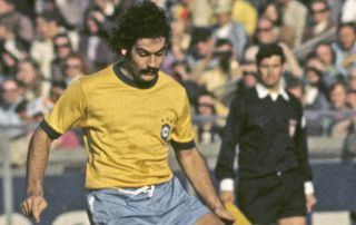 Rivellino of Brazil in action during the International Friendly match between West Germany and Brazil in Berlin on June 16, 1973 in Berlin, East Germany