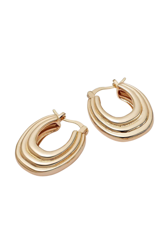 Polly Sayer Ridge Hoop Earrings 18ct Gold Plate