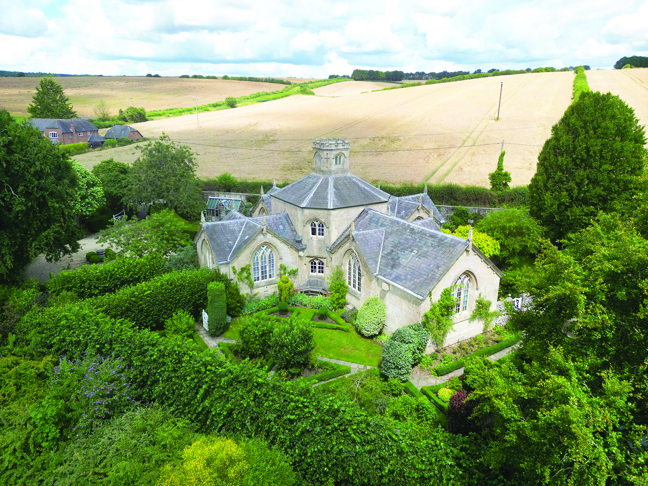 Aerial view of The Lodge, Mildenhall, Marlborough, Wiltshire.