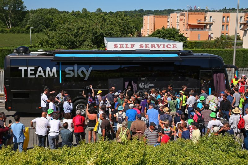 The Team Sky bus was popular this morning
