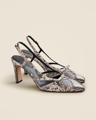 Made-In-Spain Jules Slingback Pumps in Snake-Embossed Leather