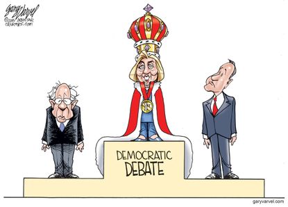 Political cartoon U.S. Democrat Debate Hillary 2016