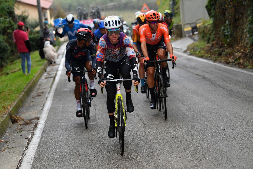 Jhonnatan Prado Narvaez, Simon Clarke, Joey Rosskopf in the breakaway during stage 12 at the Giro d'Italia
