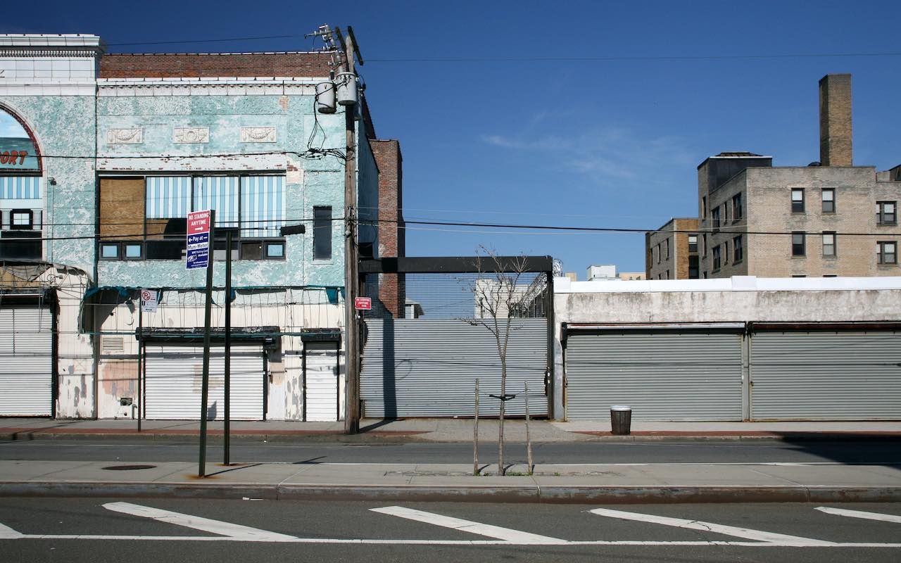 Shut down store fronts in Rockaway, Queens, New York City