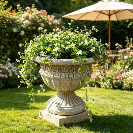 Specollect 1 Pcs European Vintage Pedestal Planter Pot With Carved Texture for Indoor Outdoor Garden Decor Antique Urn Style Flower Container