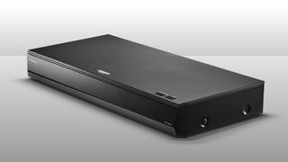 Panasonic DP-UB820 4K Blu-ray player on a grey background
