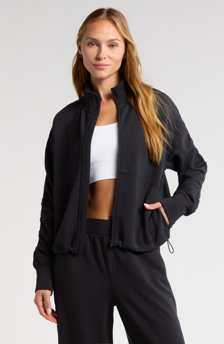 Ultra Soft Ruched Sleeve Zip Jacket