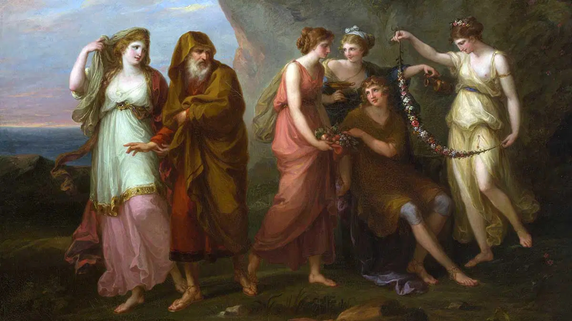 Telemachus and the Nymphs of Calypso (1782) by Swiss artist Angelica Kauffman