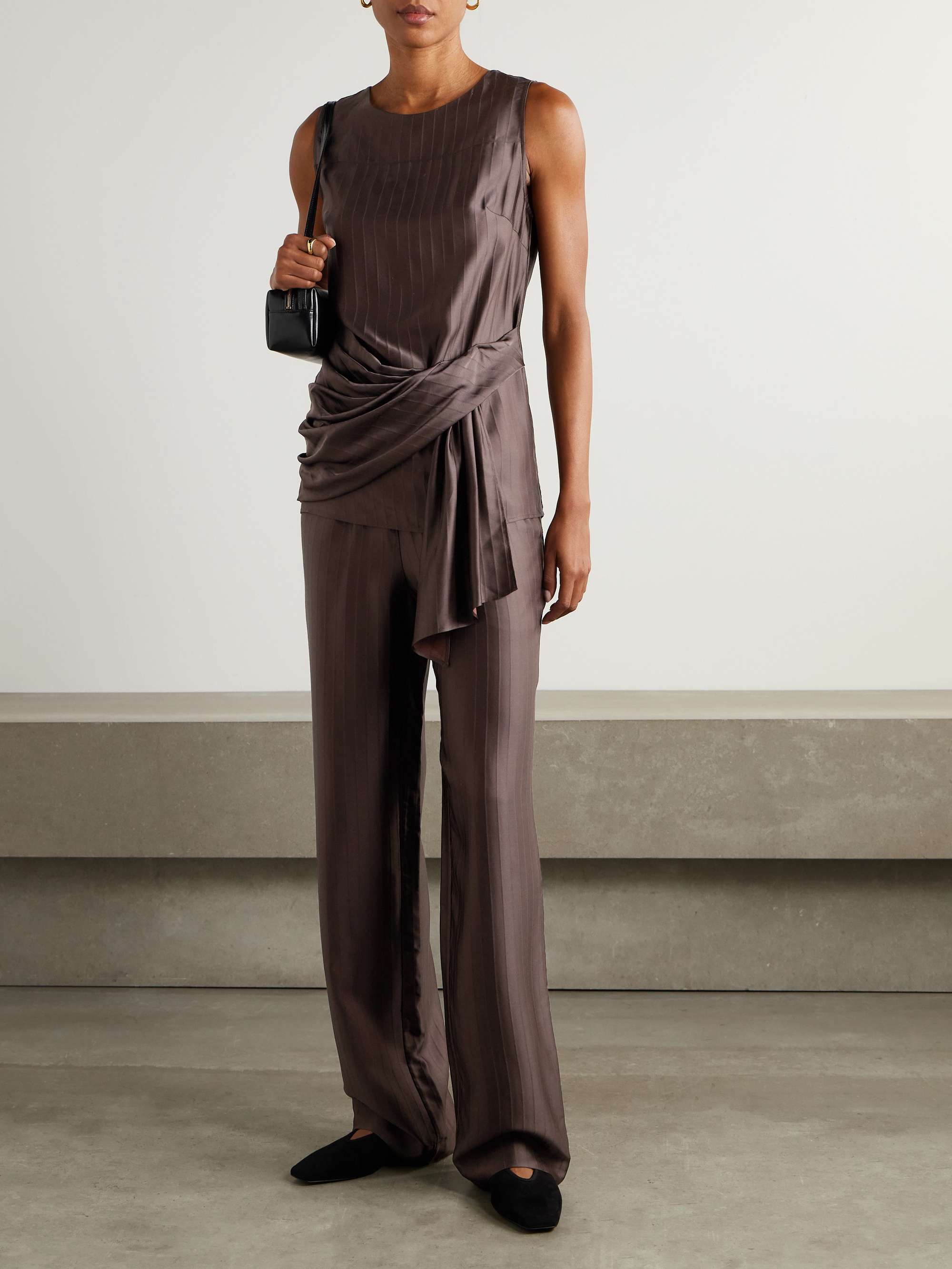Draped Paneled Satin Top