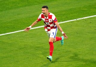 Ivan Perisic celebrates scoring Croatia’s third goal