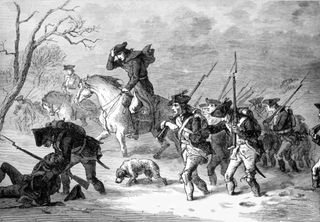 Gen. George Washington's army marches to Valley Forge, Pennsylvania in 1777.