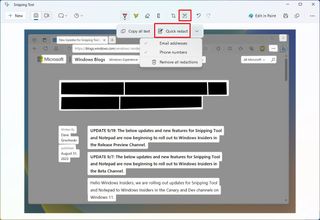 Snipping Tool quick redact text