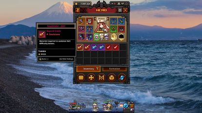 Task Bar Hero Soulstones of Beyond, Arcana, and Immortal rarity in player inventory