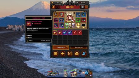 Task Bar Hero Soulstones of Beyond, Arcana, and Immortal rarity in player inventory
