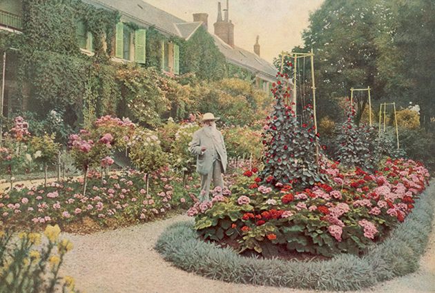 This photograph of Monet (about 1921) shows the high horticultural level achieved at Giverny, where the garden was formally arranged close to the house