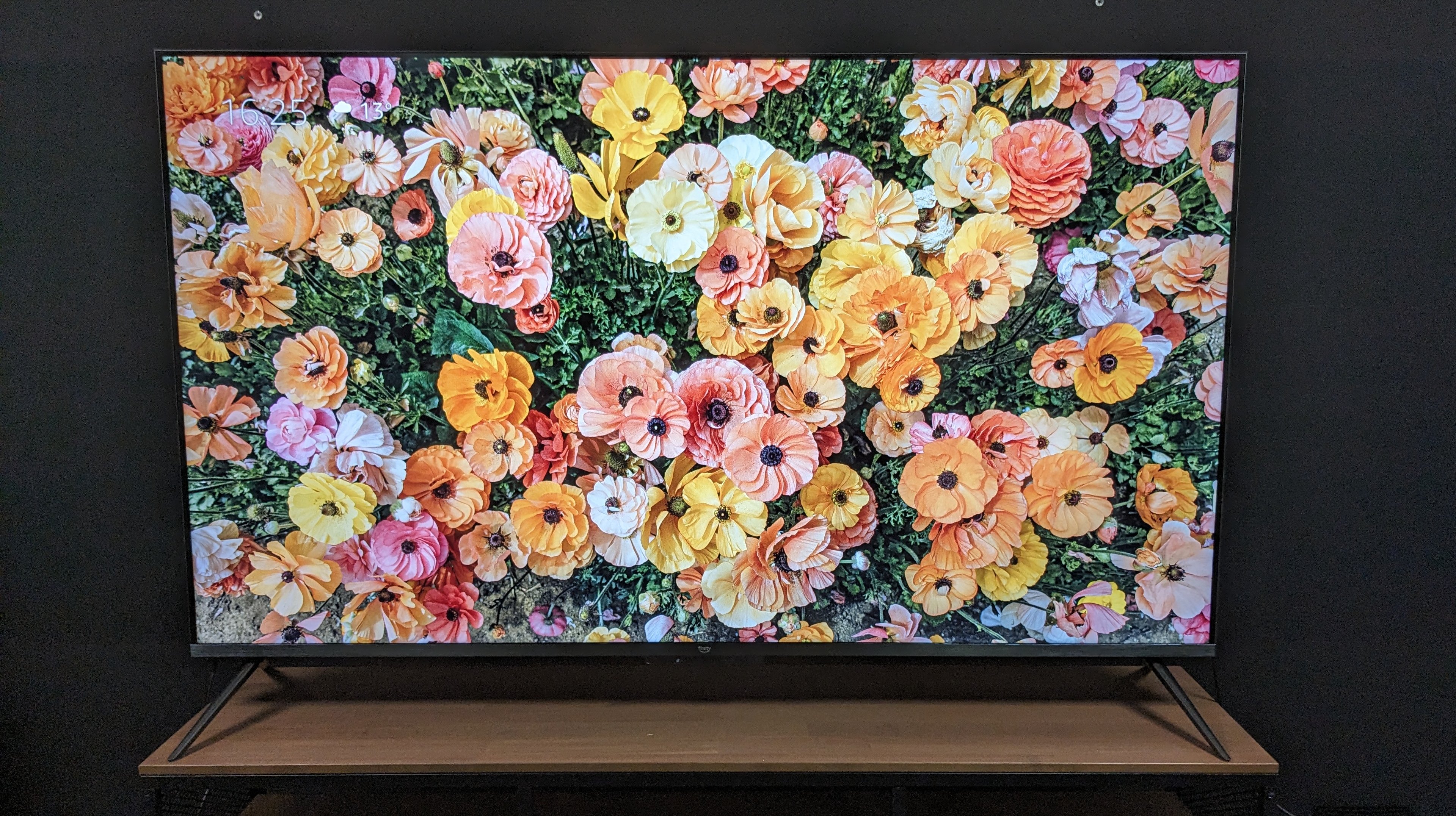 Amazon Omni QLED Ambient Experience on display showing flowers on screen