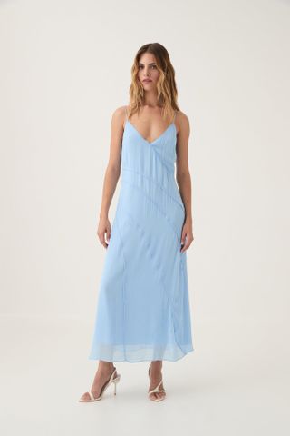 Exurbia Seamed Midi Dress-Powder Blue