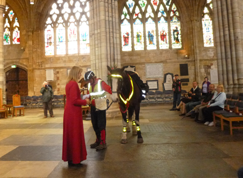 At Exeter, William and Strider were welcomed inside the cathedral