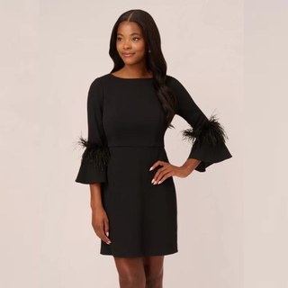 Adrianna Papell Crepe Feather Dress