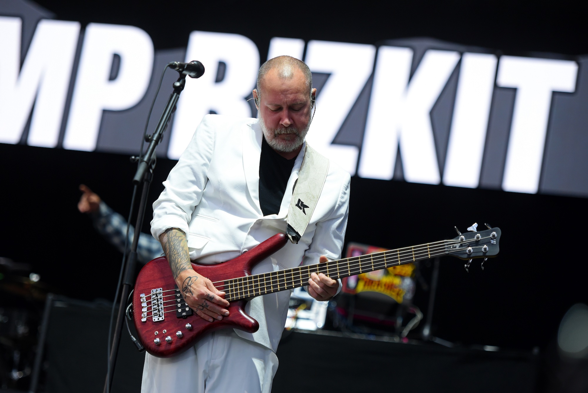 Sam Rivers performs onstage with Limp Bizkit at the Leeds Festival at Bramham Park in Leeds, England on August 24, 2025