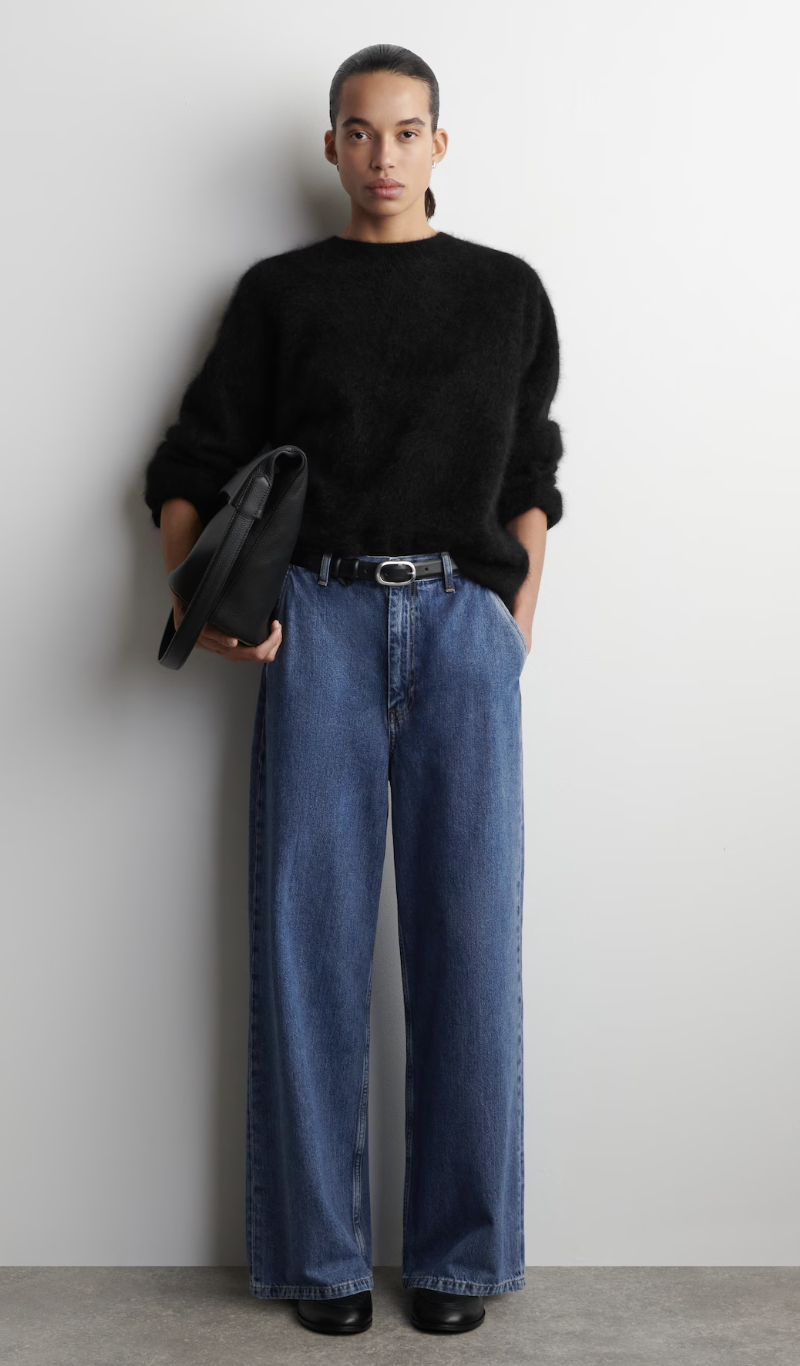 COS, WIDE-LEG DENIM TROUSERS