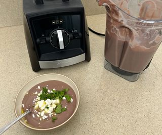A black bean soup made in the Vitamix Ascent Series A2300 Blender