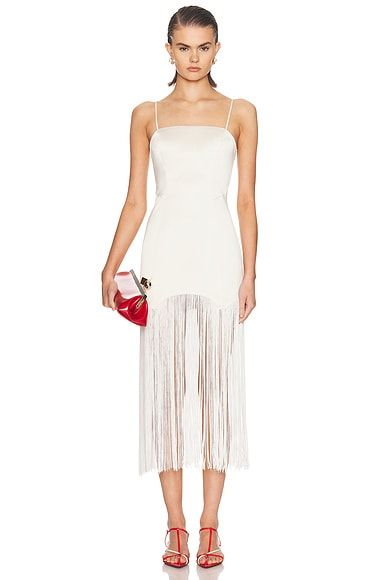 Satin Fringe Maxi Dress