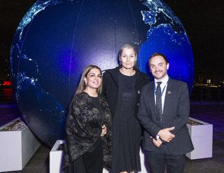 Left to Right: Namira Salim, Founder and Executive Chairperson of Space Trust; Lucie Brigham, Chief of Office, UN Office for Partnerships and Ian Freeman, Associate Programme Officer, UN Office for Partnerships.