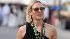 Zara Tindall, wearing a one shoulder dress, during the F1 Grand Prix of Bahrain at Bahrain International Circuit on April 13, 2025